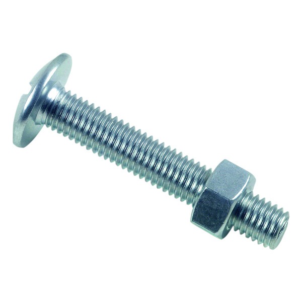 Boulon poêlier tête ronde large fendue en croix NFE 25129 ISO 4032 zingué