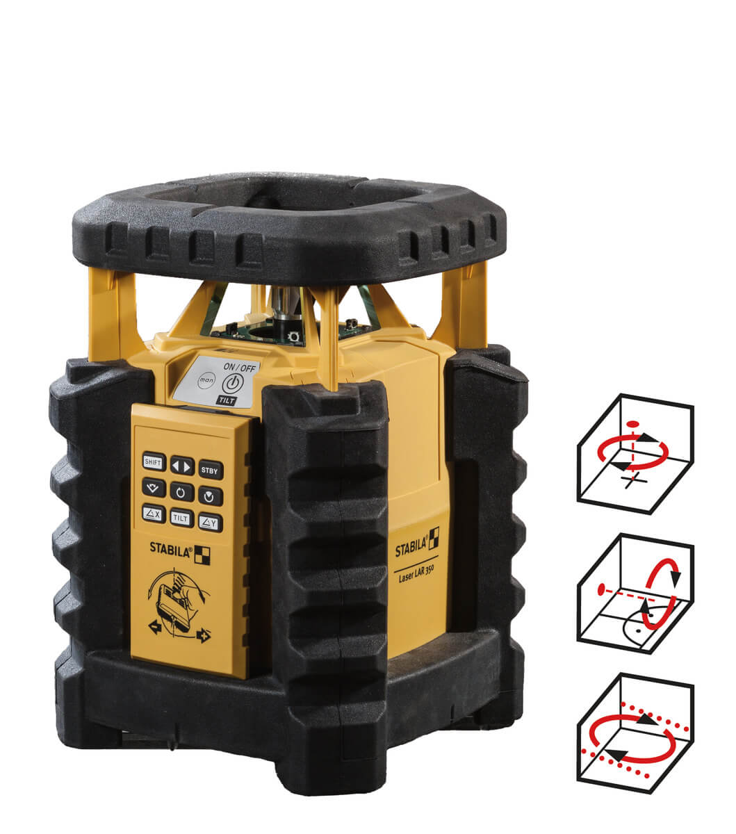 Laser rotatif STABILA LAR 350 à inclinaison manuelle (2 axes), set de 9 pièces