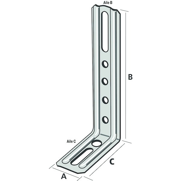 Équerre de fixation de fenêtre END droite nervurée