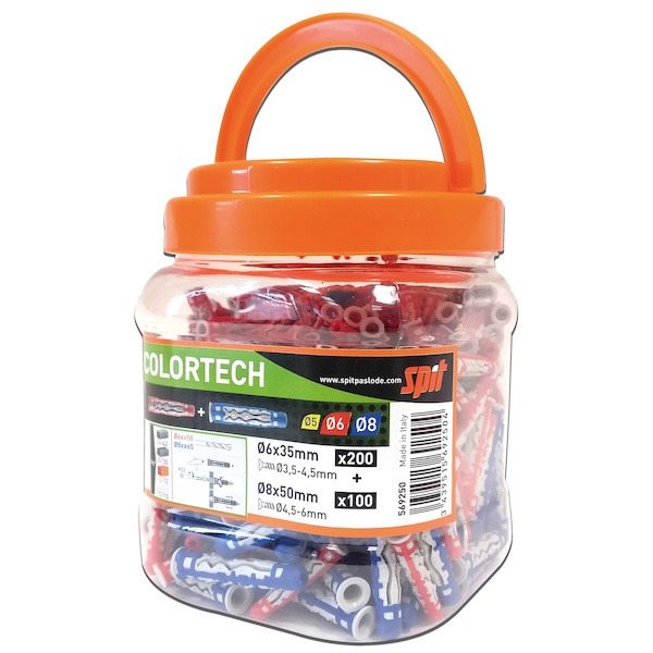 Cheville COLORTECH - 6 x 35 et 8 x 50 sans vis (bidon de 300 pièces)