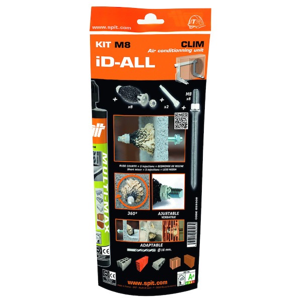 Résine ID-ALL méthacrylate sans styrène kit climatisation avec 8 Chevilles ID-ALL et 8 tiges M8