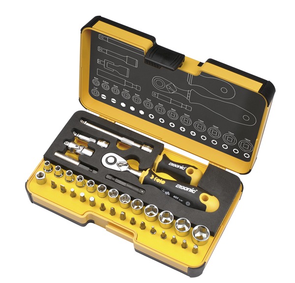 Coffret de douilles 1/4", cliquet et d'embout de vissage