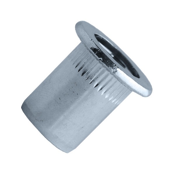 Écrou à sertir aveugle tête plate crantée EAD aluminium