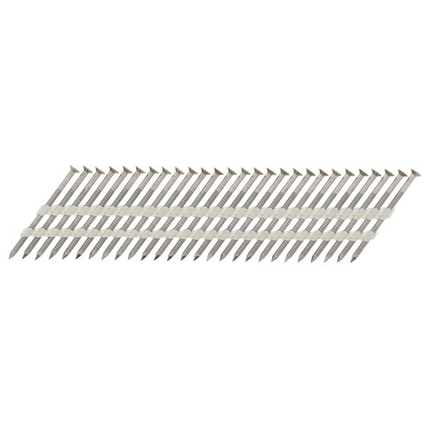 Clou IM90I cranté bande plastique 34° inox A2 avec cartouche de gaz