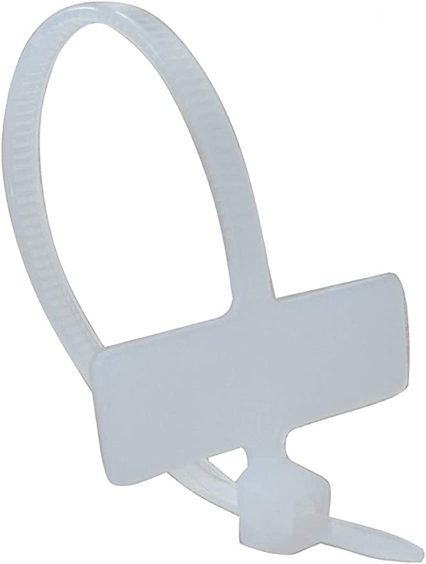 Collier de serrage blanc avec plaque d'identification